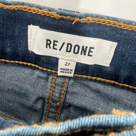 Re/done 90s High Rise Loose Relaxed Straight Leg Jeans In Deep Faded Blue - Picture 4 of 7